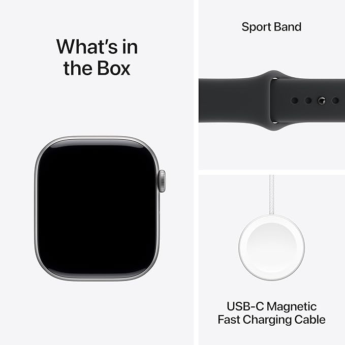 Apple Watch Series 11 GPS 46mm Smartwatch with Space Grey Aluminium Case with Black Sport Band M/L