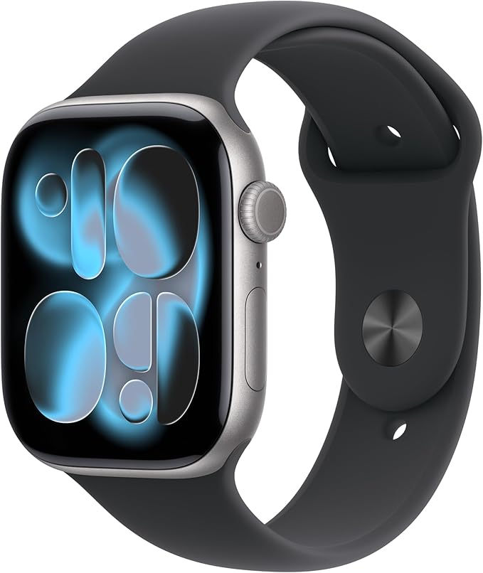 Apple Watch Series 11 GPS 46mm Smartwatch with Space Grey Aluminium Case with Black Sport Band M/L