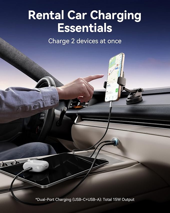 INIU Car Charger, Cigarette Lighter USB Charger Total 60W [USB C 30W+USB A 30W] 12V USB Socket