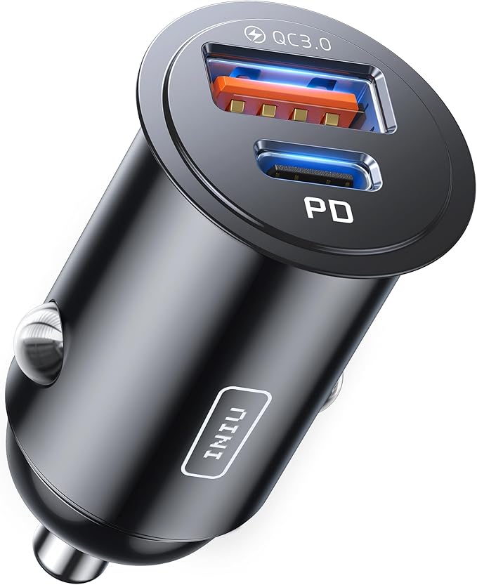 INIU Car Charger, Cigarette Lighter USB Charger Total 60W [USB C 30W+USB A 30W] 12V USB Socket