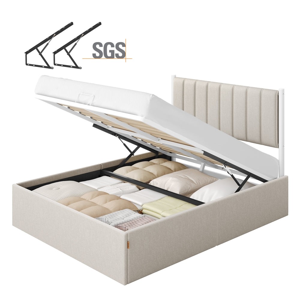 Vasagle double bed frame with lift up storage and easy assembly