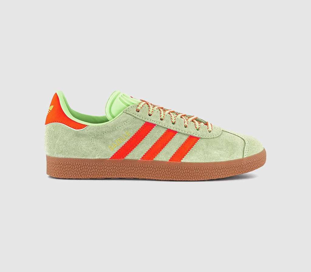 Adidas Gazelle Trainers Semi Green Spark Solar Orange Gum