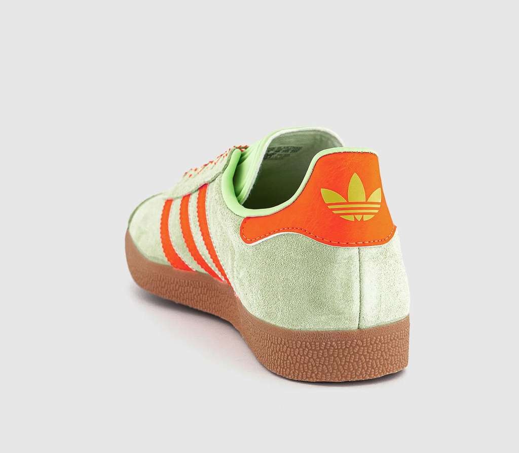 Adidas Gazelle Trainers Semi Green Spark Solar Orange Gum