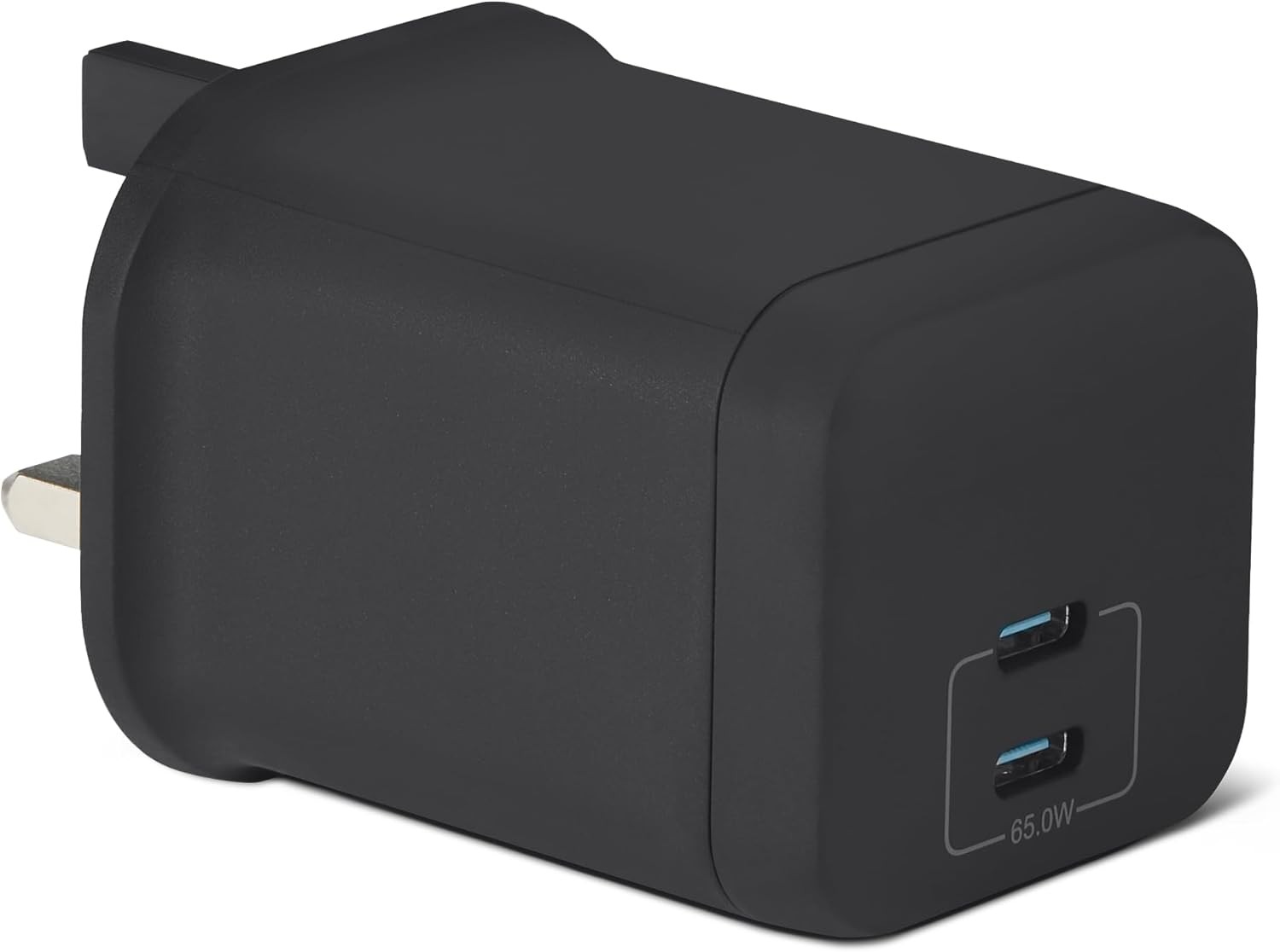 Amazon Basics 65W 2-Port USB C Nano GaN Wall Charger, Black