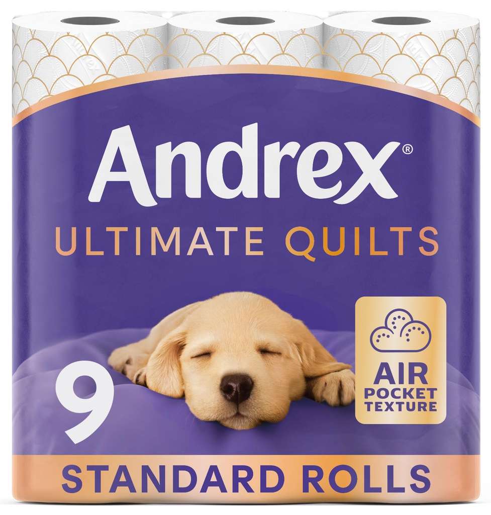 Andrex Ultimate Quilt 9 rolls, 3-ply, soft & thick £4.04 / £3.61 S&S