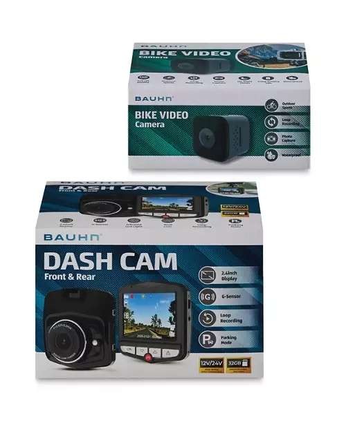 BAUHN dashcam for bikes or cars, does front and rear