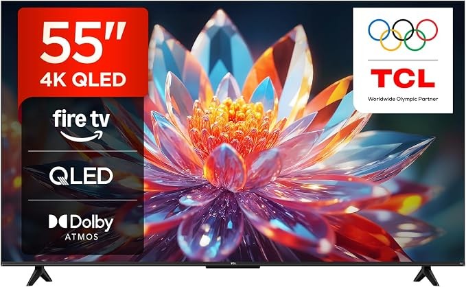 TCL 55T6C-UK 55 Inch QLED 4K HDR TV, Fire TV, Dolby Vision & Atmos, HDR10+, Alexa, 2025 Model