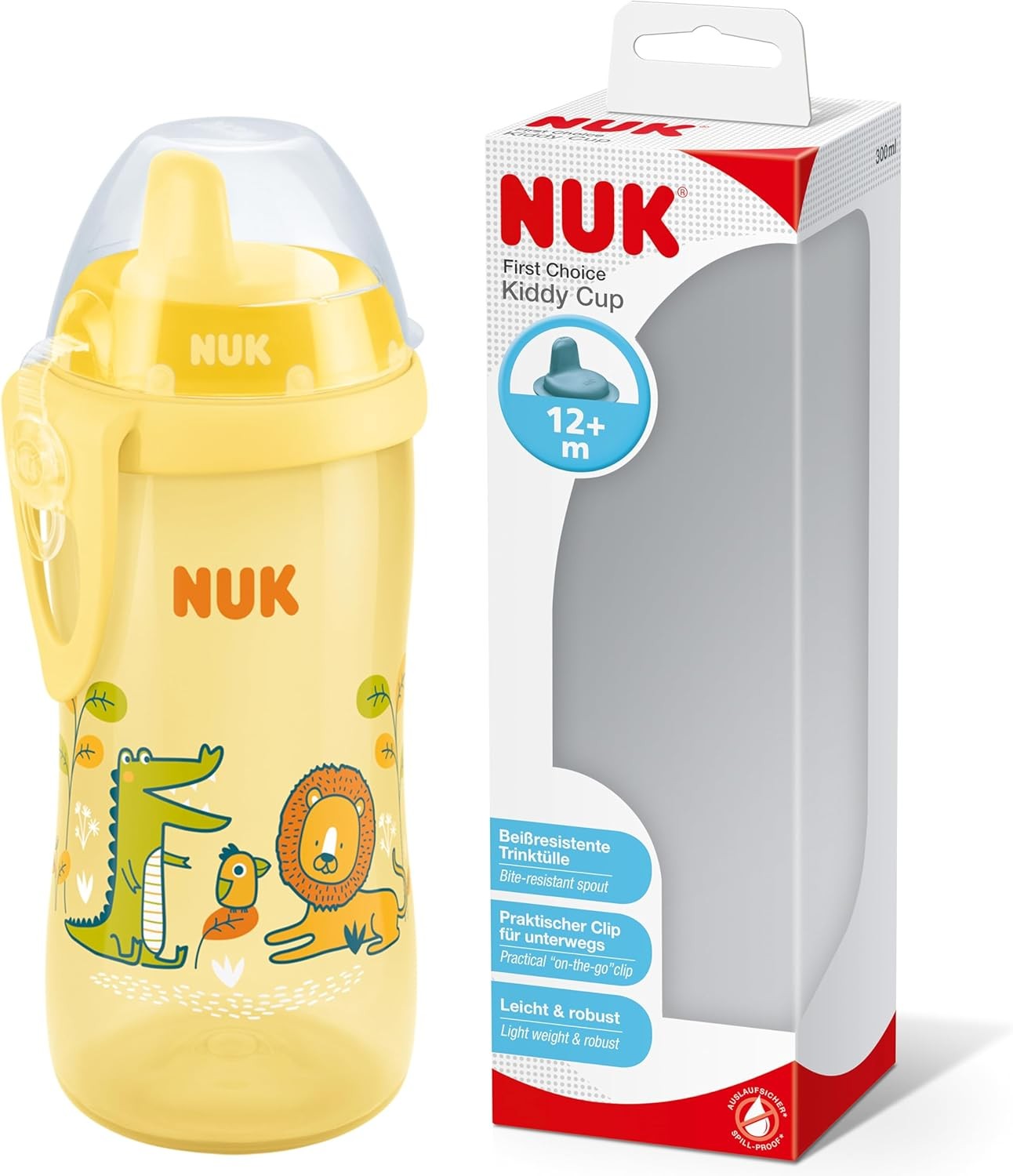 NUK Kiddy Cup Toddler Cup, 12+ Months, 300 ml, BPA-Free, Yellow