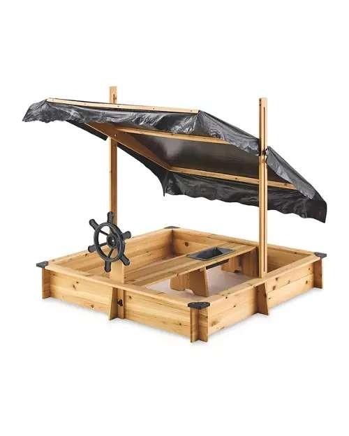 LITTLE TOWN wooden sandpit with a roof, great for little ones