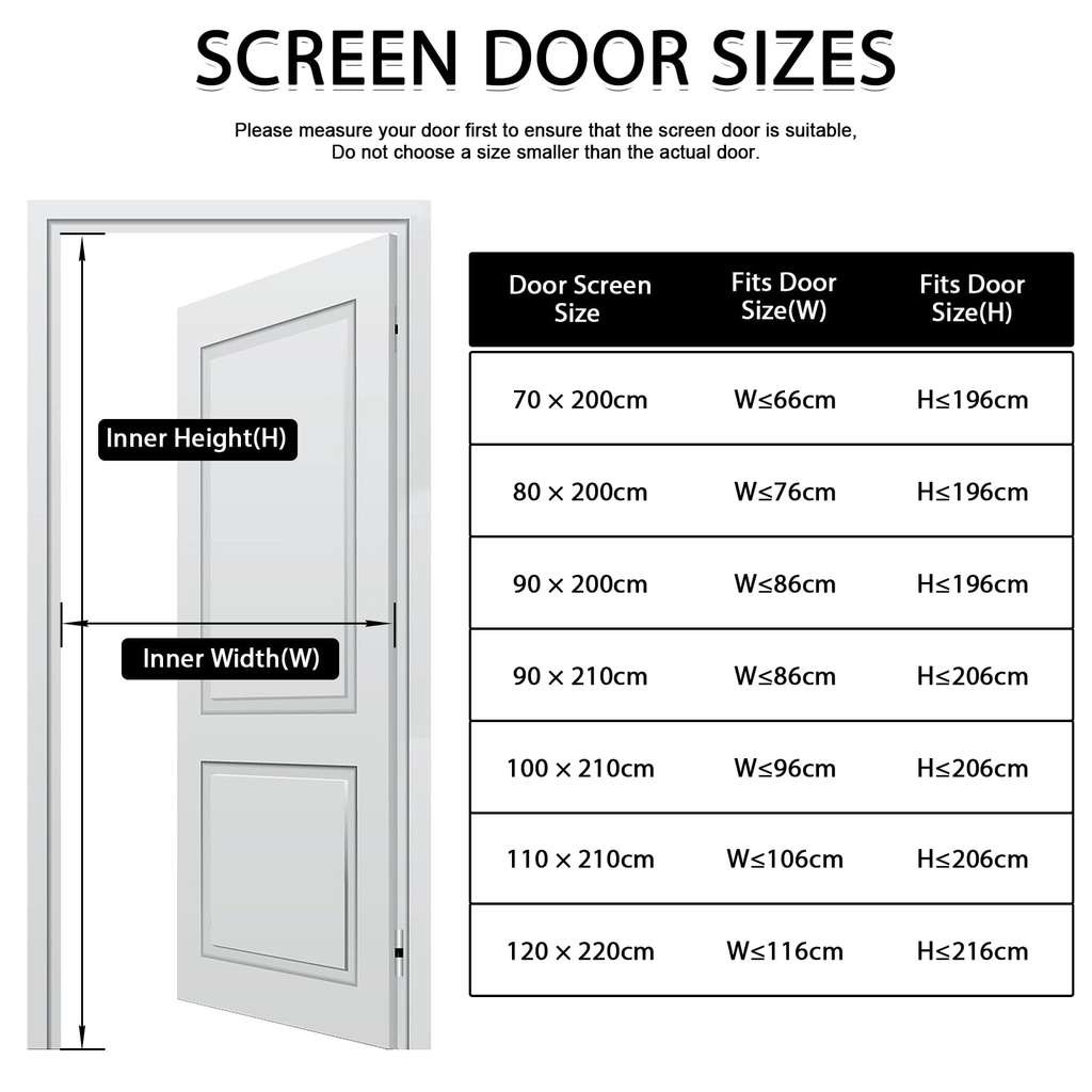 YRH Magnetic Fly Screen Door 120x220cm (Black)