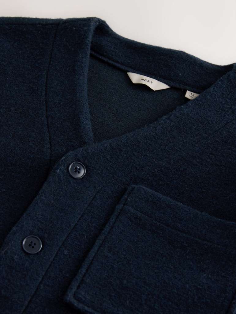 Next Navy Blue Wool Look Fleece Cardigan, size L / XL, Free C&C
