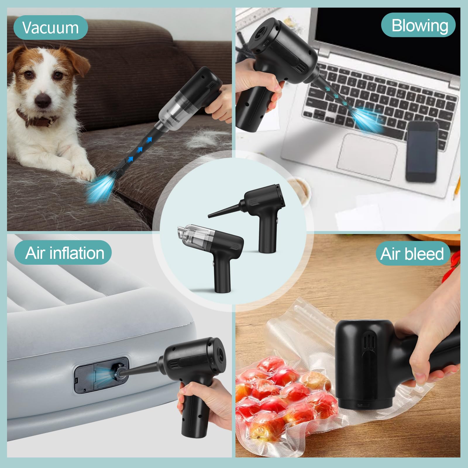 Mini Handheld Vacuum Cleaner - 12000PA Cordless Car & Home Vacuum for Pet Hair Cleaning