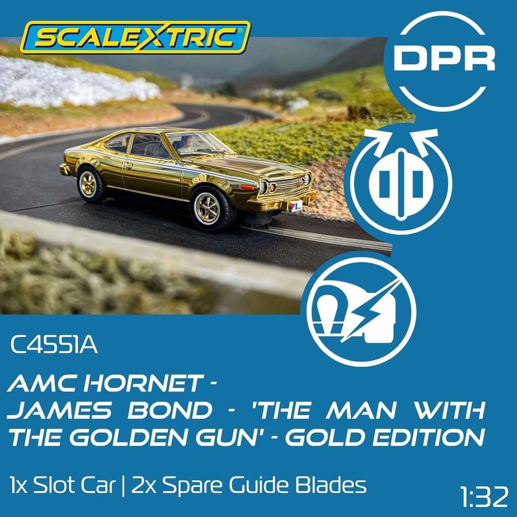 Scalextric C4551A James Bond AMC Hornet, Golden Gun Gold Anniv Ed from Cheltenham Model Centre