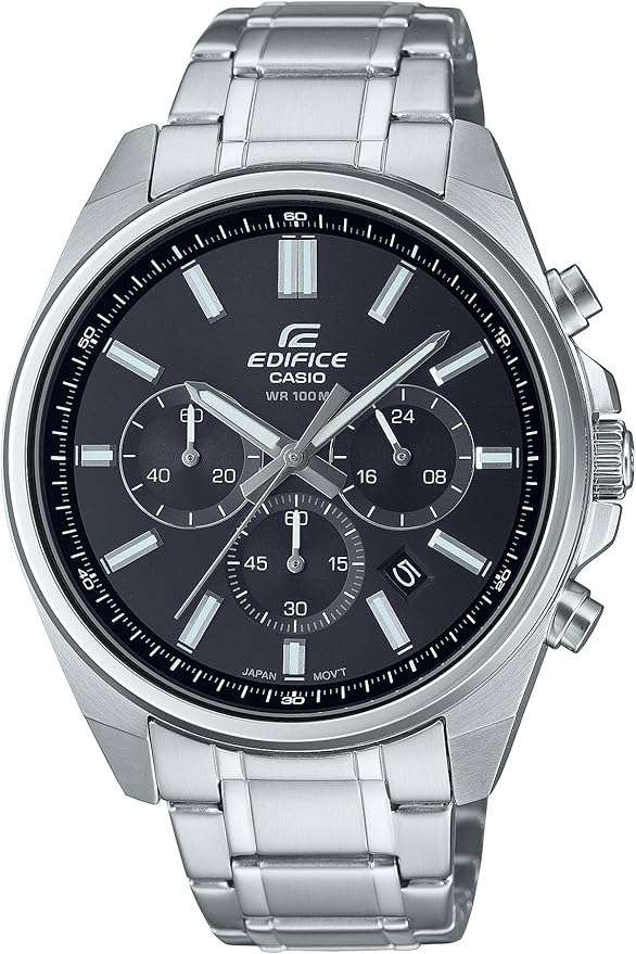 Nice Casio Edifice Chronograph watch, black, model MTP-1374D-1A3V