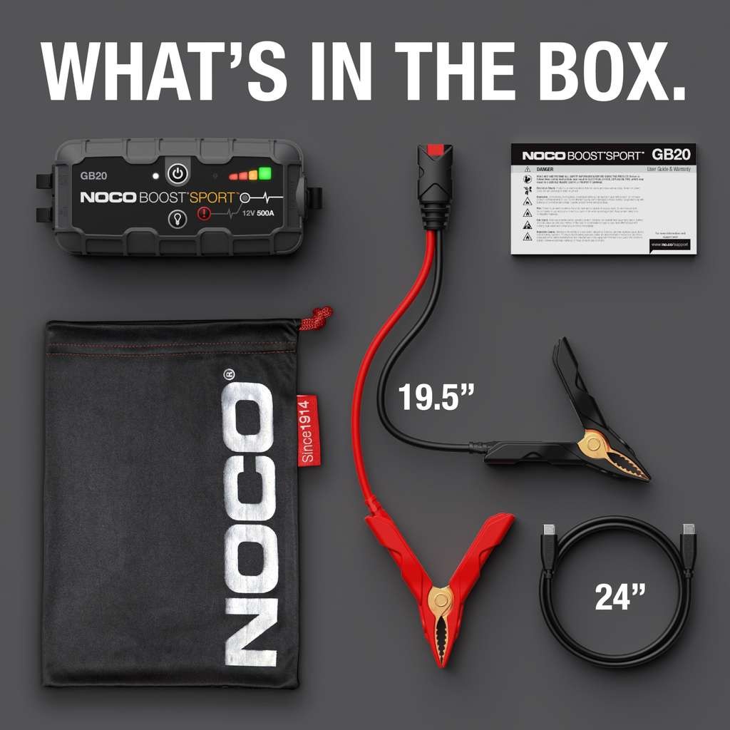 NOCO Boost GB20, 500A UltraSafe 12V lithium jump starter, booster pack