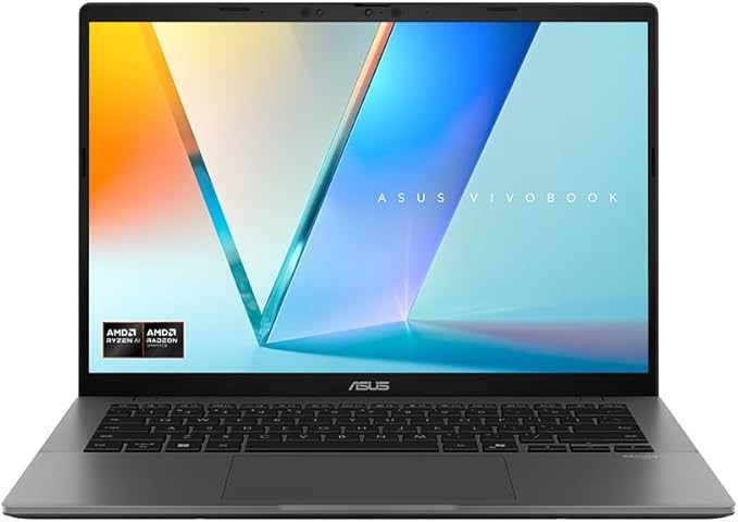 ASUS Vivobook S14 M3407HA Metal Laptop, 14.0" WQXGA 2.5K Screen, AMD Ryzen 9 270, 32GB RAM, 1TB SSD, Backlit UK Keyboard, Windows 11