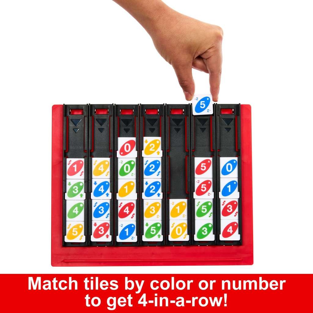 Mattel UNO Quatro tile game, ideal for family game nights with kids & adults