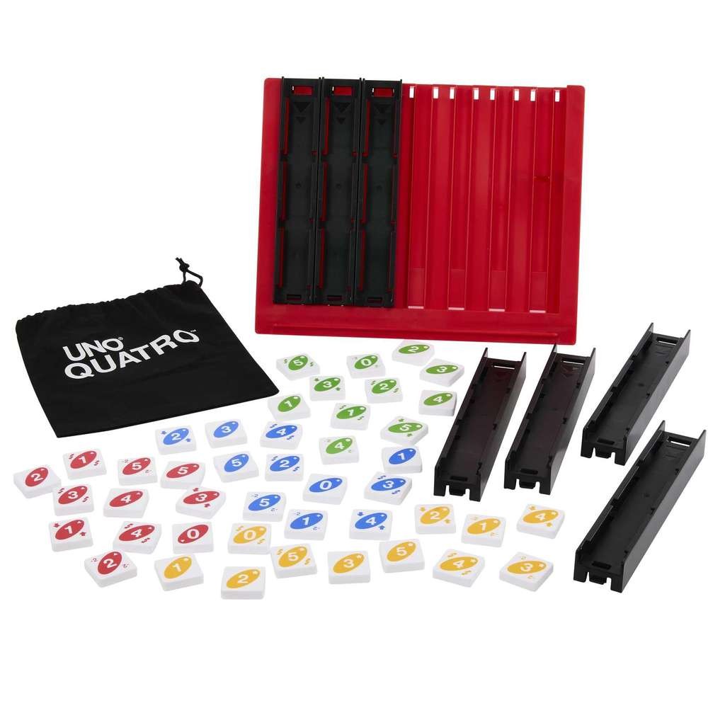 Mattel UNO Quatro tile game, ideal for family game nights with kids & adults