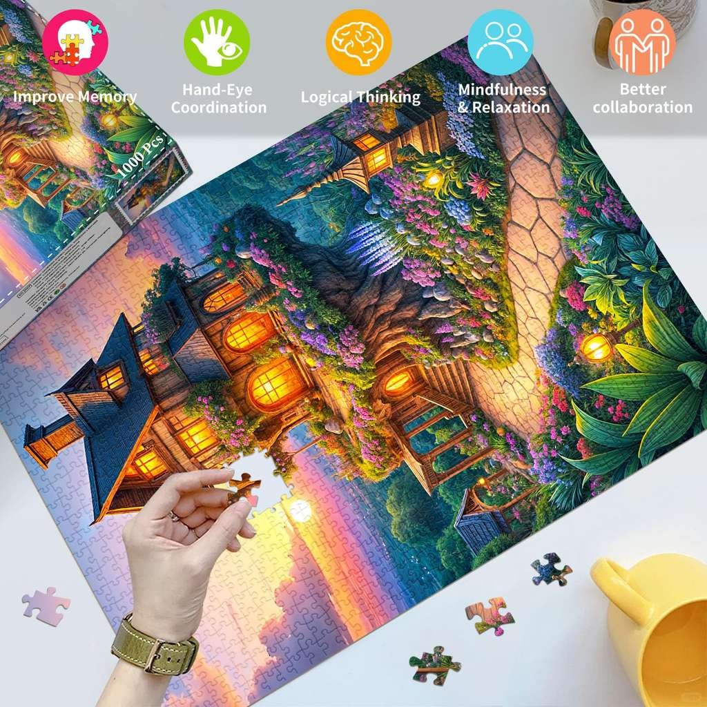Huadada Jigsaw Puzzles for Adults 1000 Piece Puzzle, Fairy Tale House