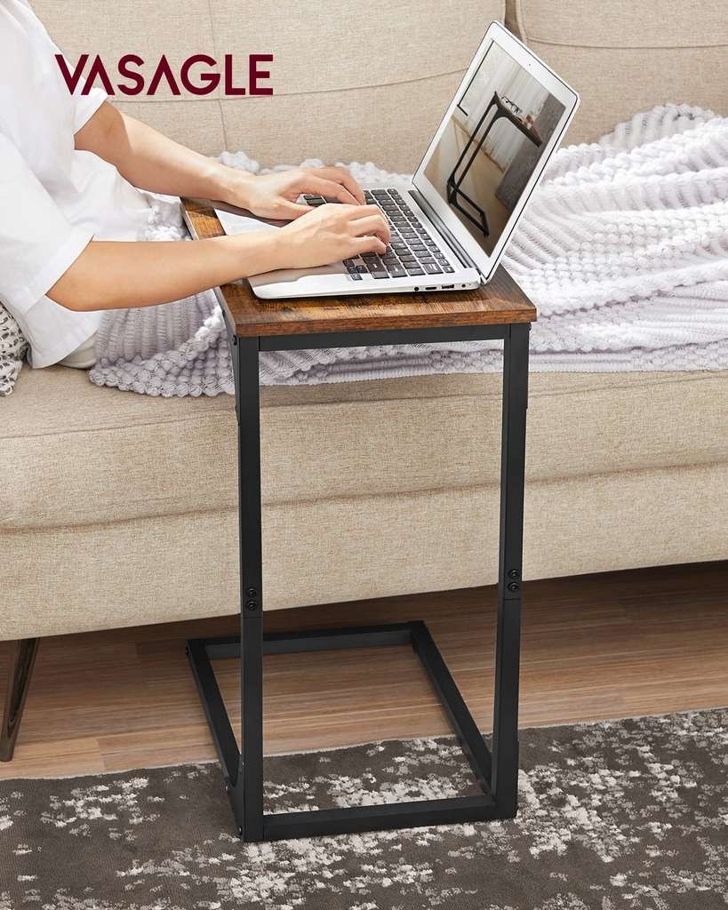 VASAGLE C-shaped side table, really versatile for bedside, sofa, or coffee, metal frame