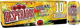 Desperados Tequila Beer Cans, 10 x 330ml, 5.9% ABV Multipack, Lager Beer with a Twist of Tequila, Lemon and Spicy Notes