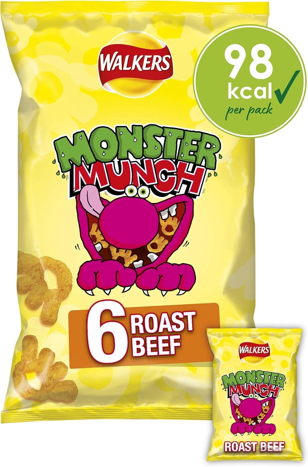 Walkers Monster Munch Roast Beef Multipack Snacks Crisps 6x20g